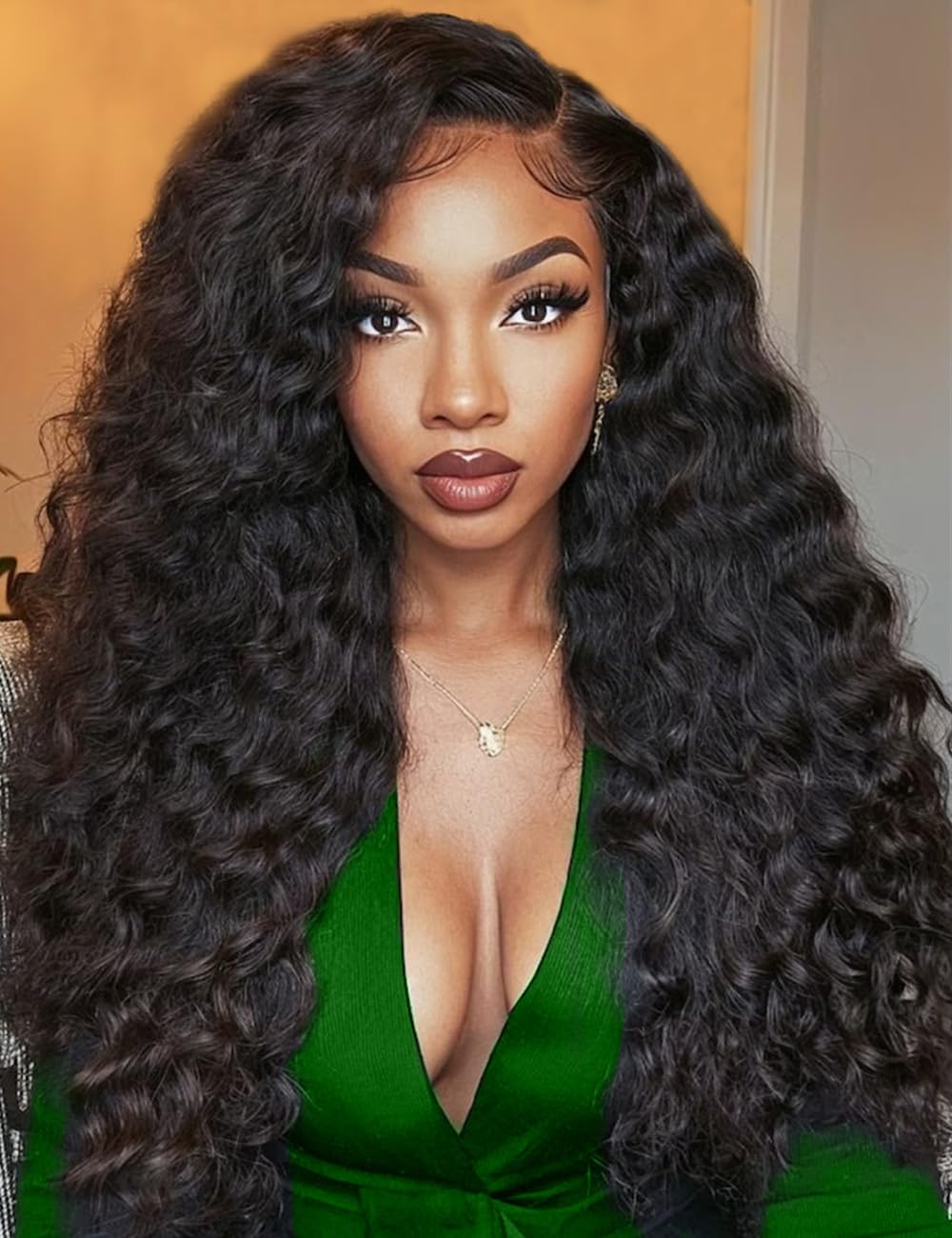 34 Inch Water Wave Lace Front Wigs Human Hair 180 Density 13x6 HD Lace Front Wigs Human Hair Pre Plucked Deep Curly Glueless Wigs Human Hair for Black Women (13x6 water wave front wigs, 34 Inch)