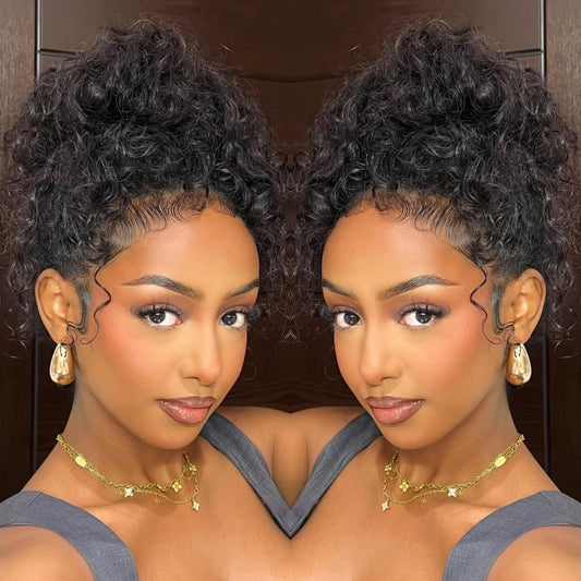 Trilumity Hidden Strap 360 Skinlike Water Wave Human Hair - Natural Black Hair Replacement Wig