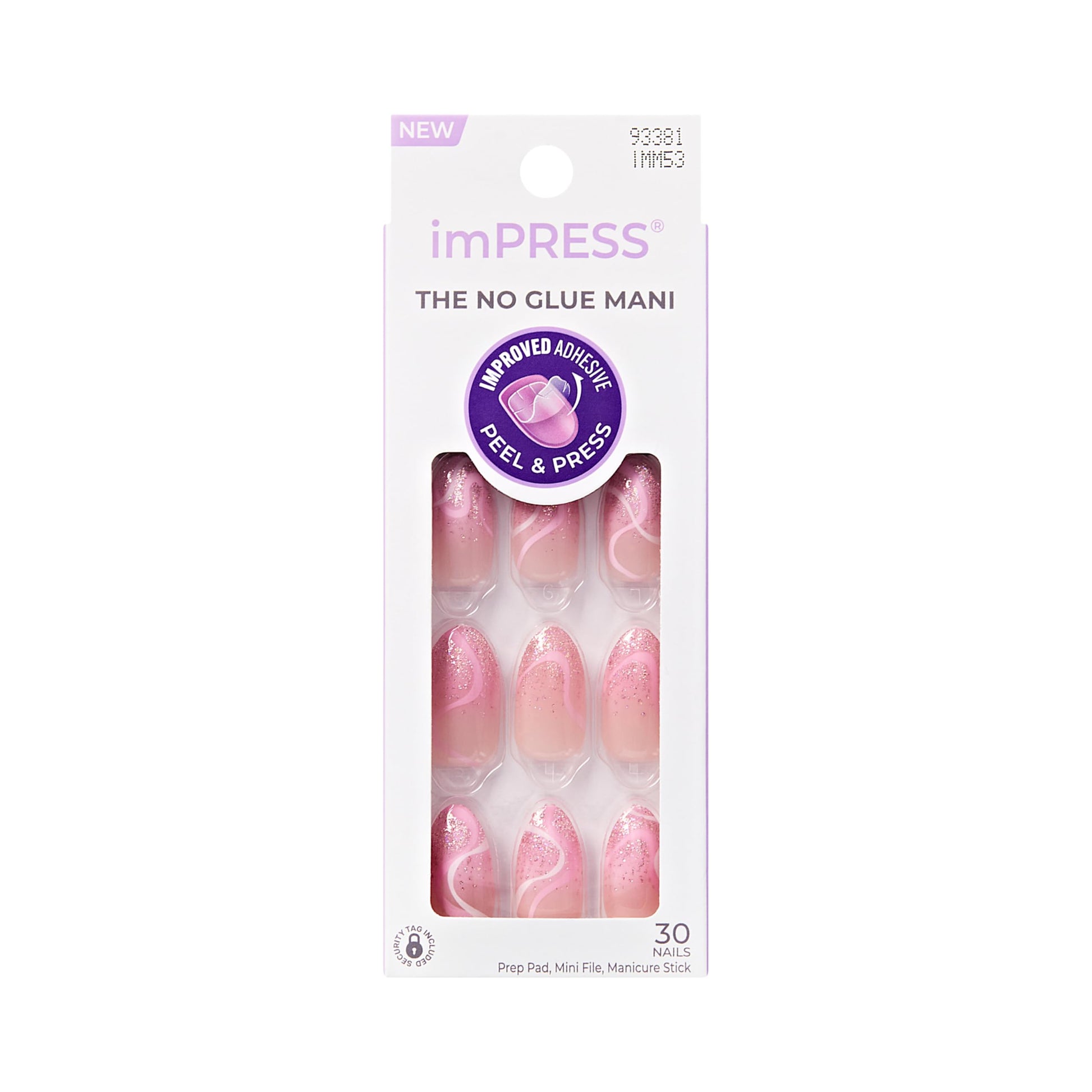 Trilumity Premium No Glue Mani Design Medium Almond Gel Reusable Set - Pink Press On Nails