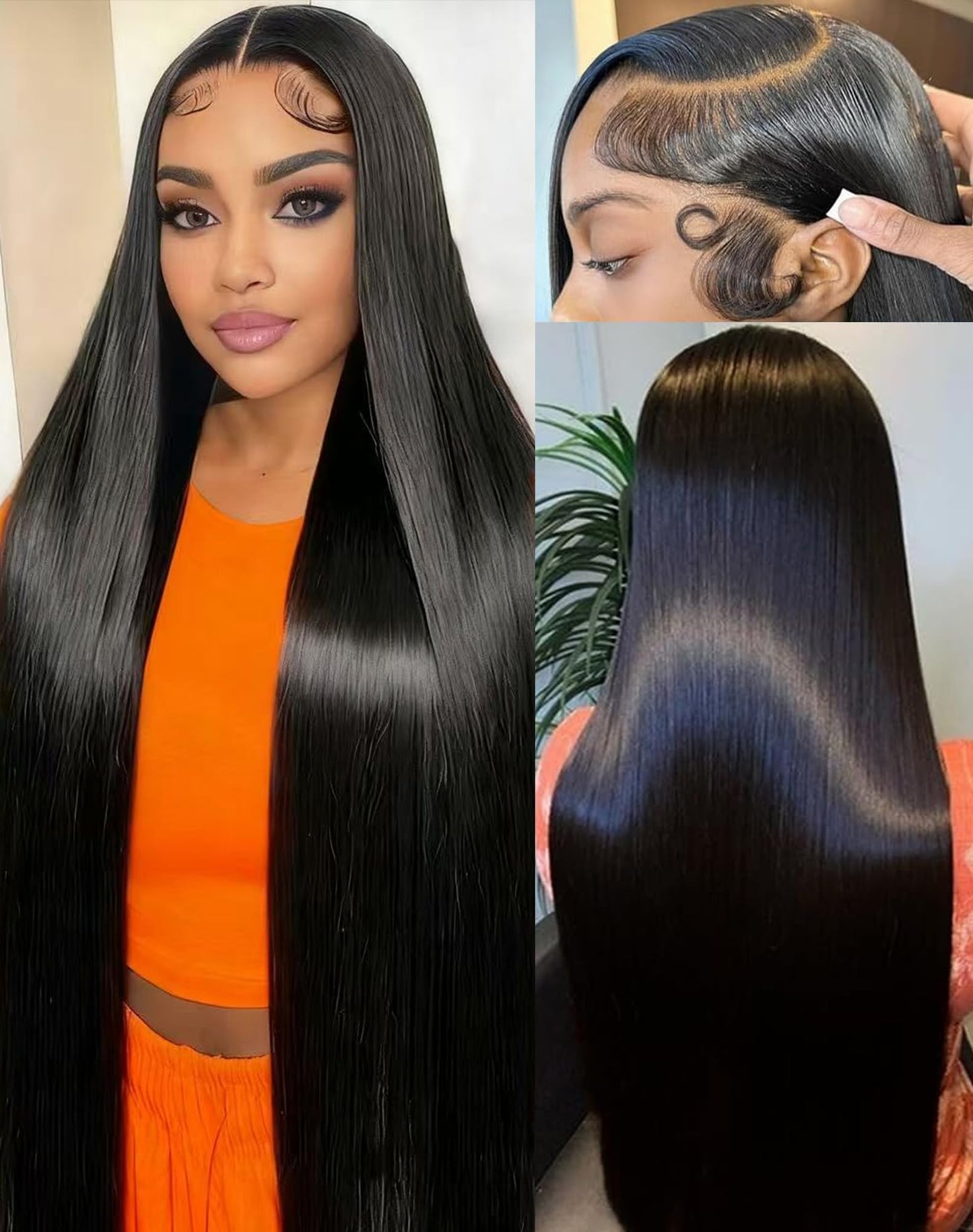 Trilumity Straight 13X6 Real 200 Straight 100% Human Hair - Natural Black Hair Replacement Wig