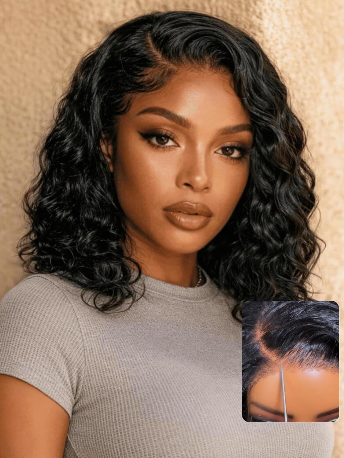 Trilumity Water Wave 100% Human Hair - Natural Black Hair Replacement Wig