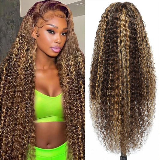 Trilumity Ombre Honey Blonde 13X6 Deep Wave Human Hair - Honey Blonde Hair Replacement Wig