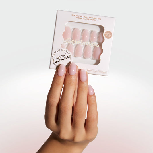 Trilumity Extra Short Almond Soft Gel - Nude Pink Press On Nails