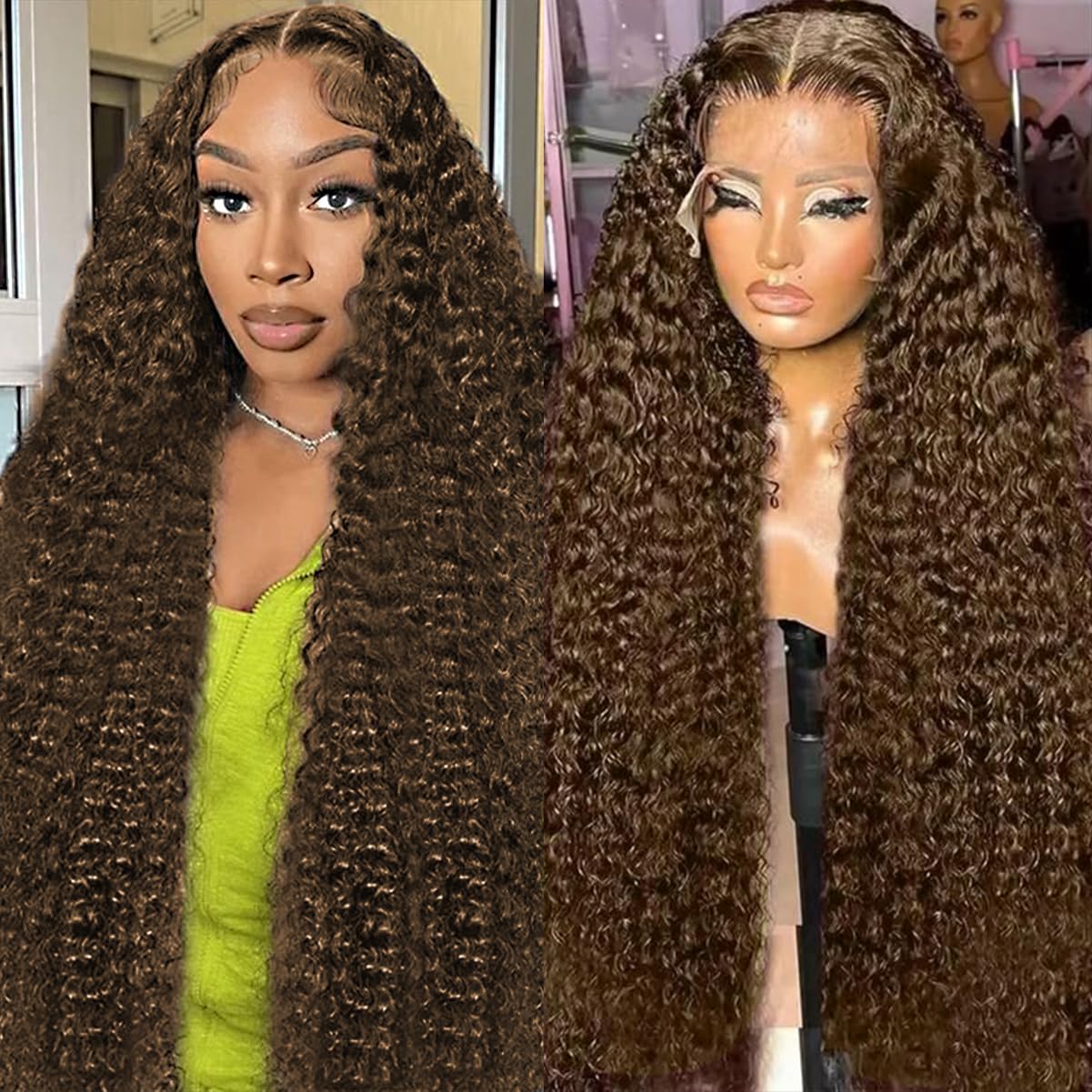 Trilumity Chocolate Brown 220 Deep Wave Brazilian Virgin Hair - Brown Hair Replacement Wig