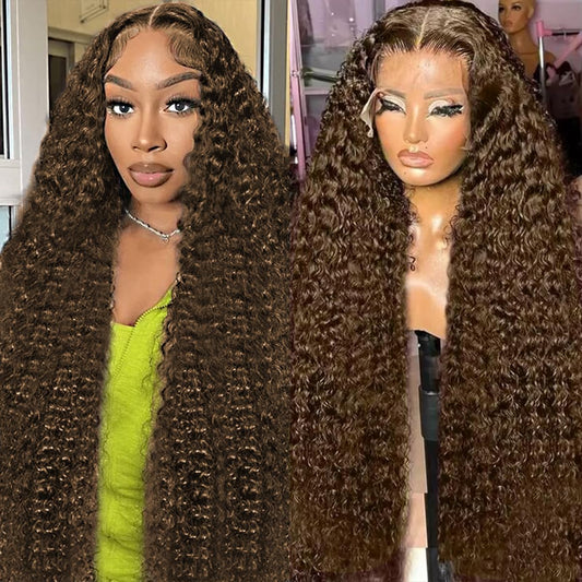 Trilumity Chocolate Brown 220 Deep Wave Brazilian Virgin Hair - Brown Hair Replacement Wig