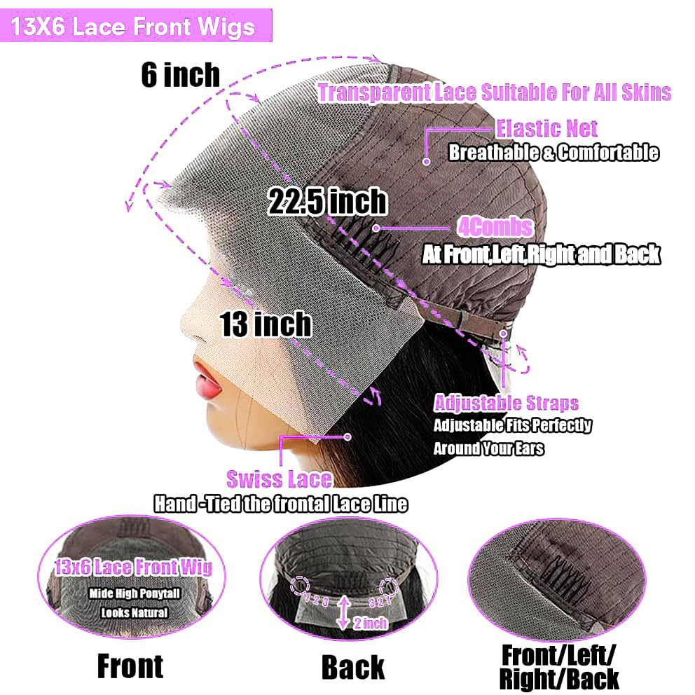 Trilumity Bob 13X6 Lace Deep Wave 100% Human Hair - Natural Black Hair Replacement Wig