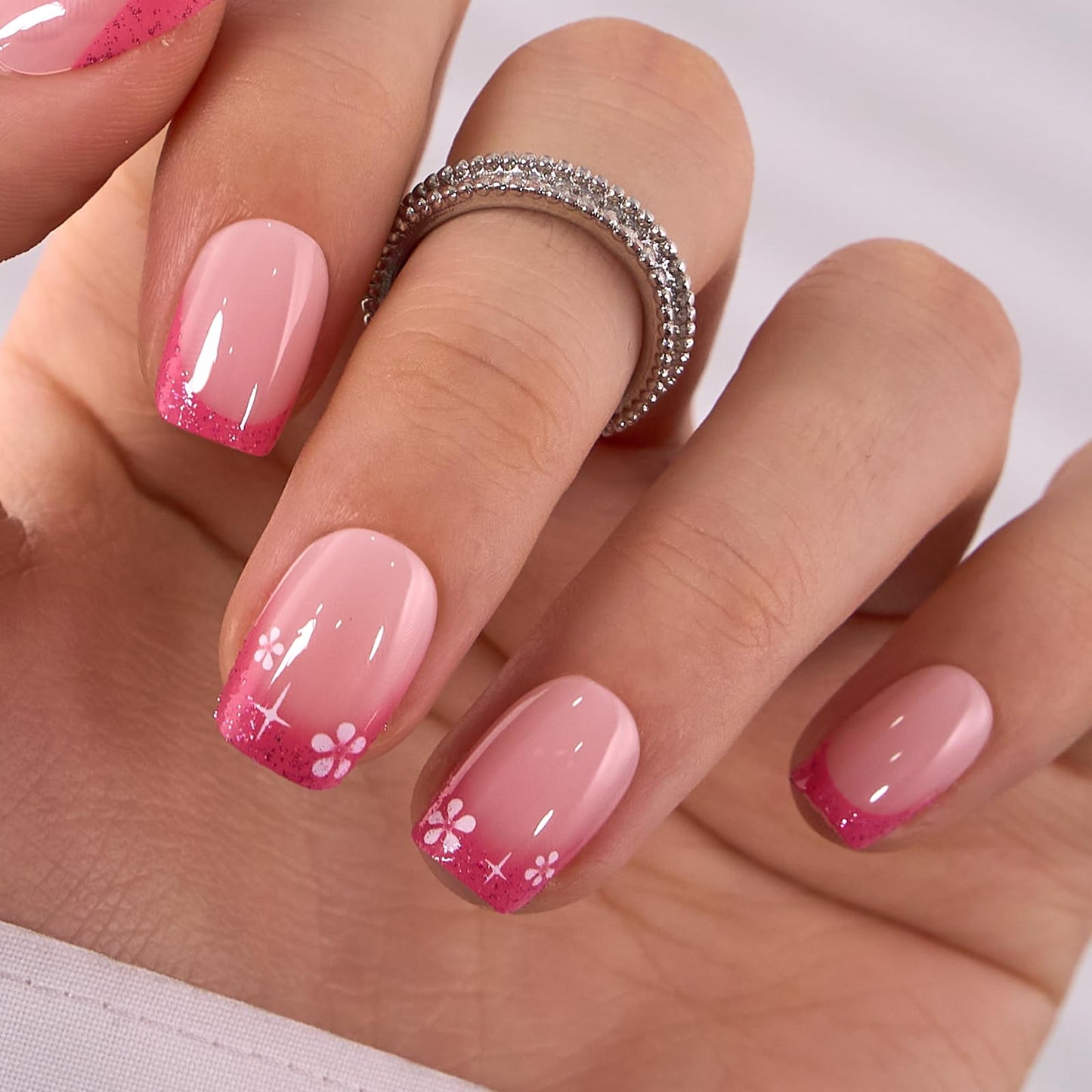 Trilumity Extra Pink Spring Extra Short Square Soft Gel - Pink Press On Nails