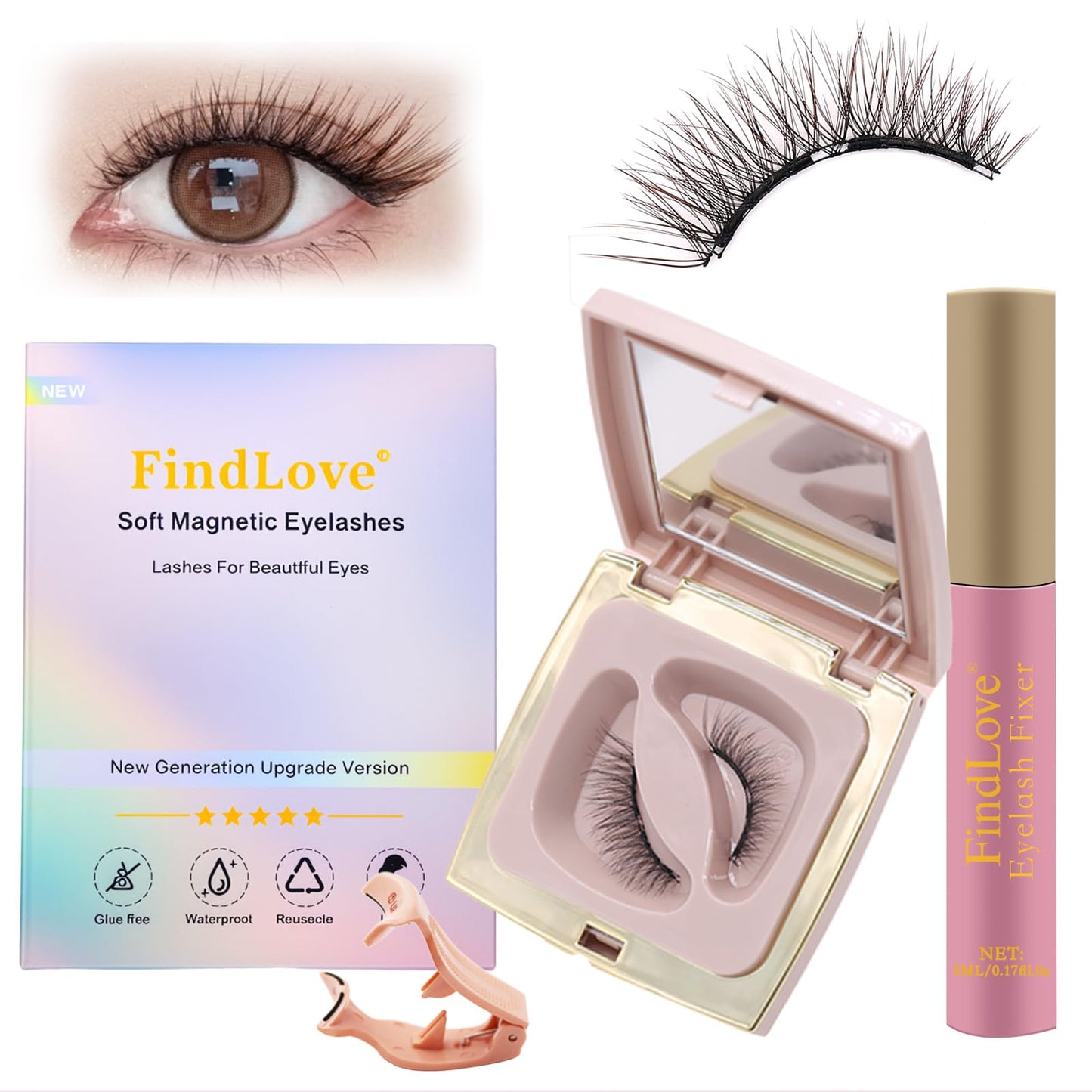 Trilumity Magnetic With Applicator Kit Magnetic Faux Mink Fiber - Black False Lashes