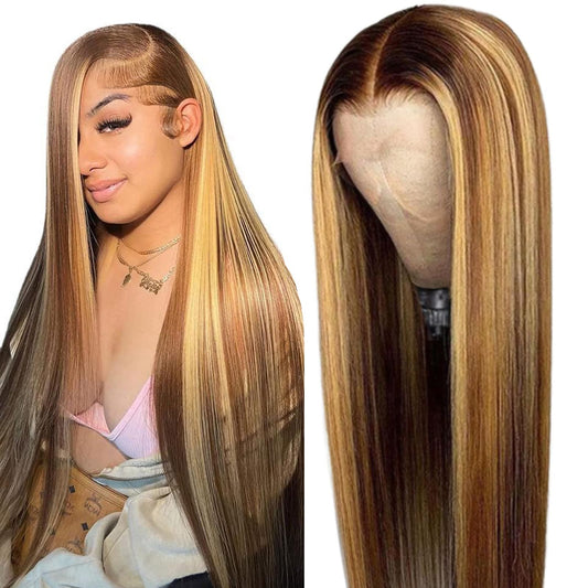Trilumity Ombre 13X6 Straight Human Hair - Honey Blonde Hair Replacement Wig
