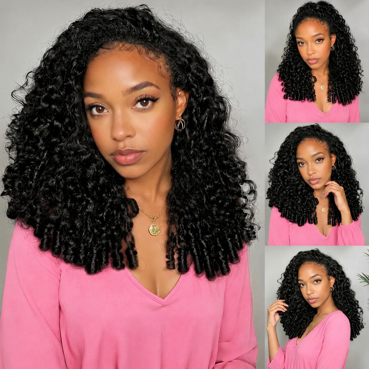 Trilumity Burmese Half For Curly Human Hair - Natural Black Hair Replacement Wig