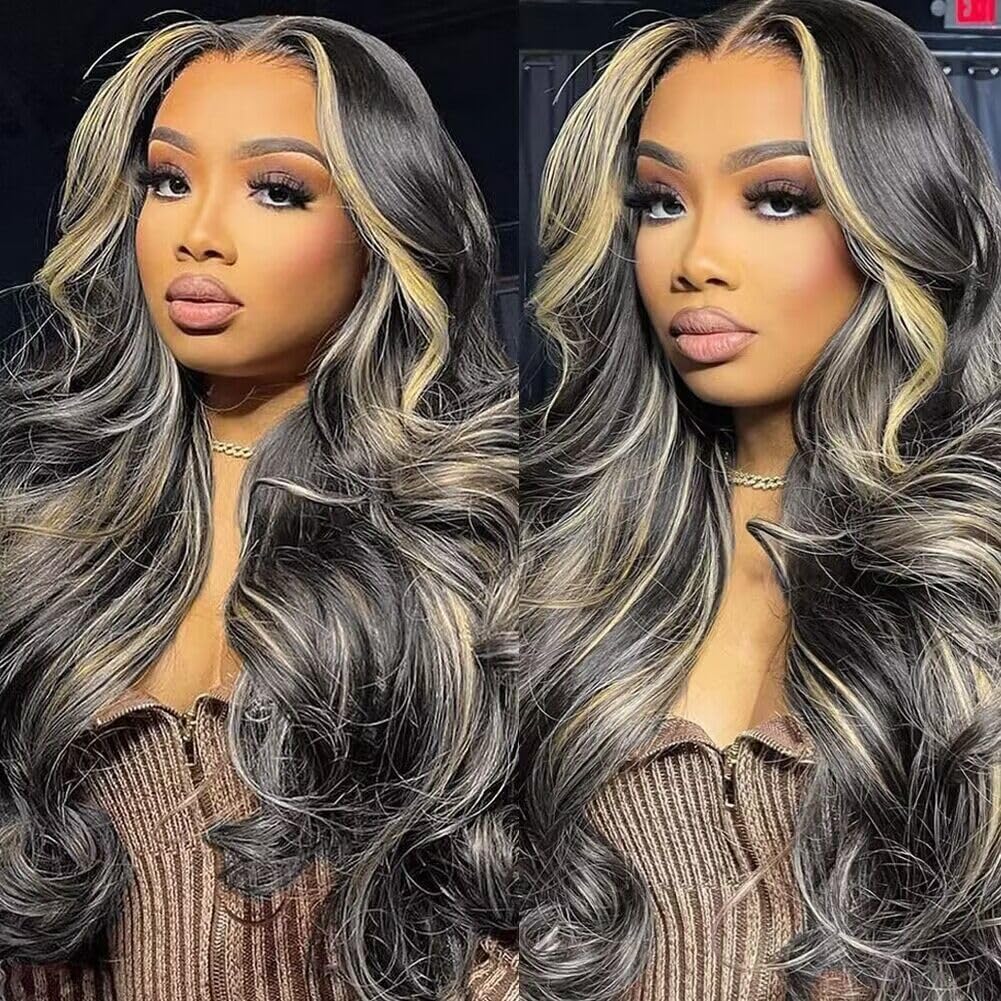 Trilumity 13X6 Balayage Highlight Body Wave Human Hair - Natural Black Hair Replacement Wig