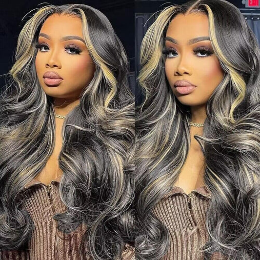 Trilumity 13X6 Balayage Highlight Body Wave Human Hair - Natural Black Hair Replacement Wig