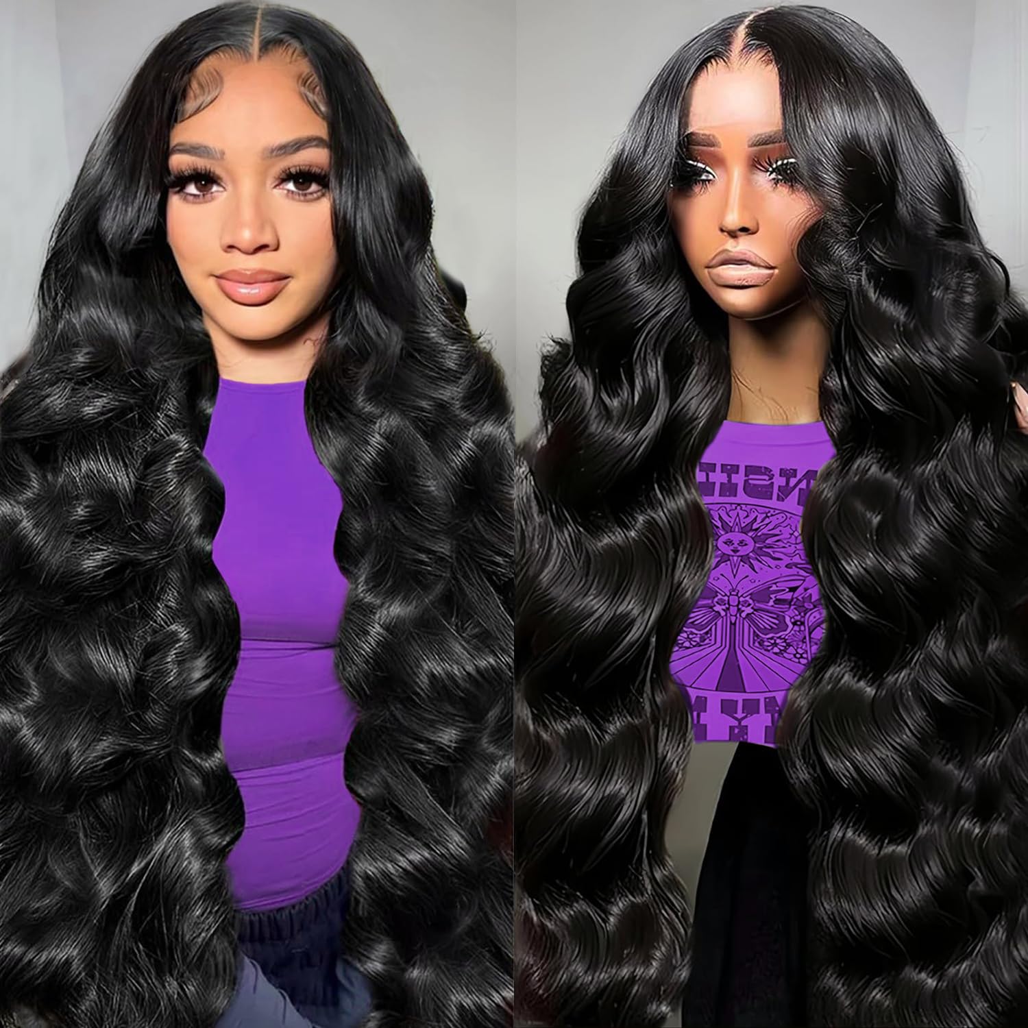 Trilumity 13X6 200 Density Body Wave Human Hair - Natural Black Hair Replacement Wig