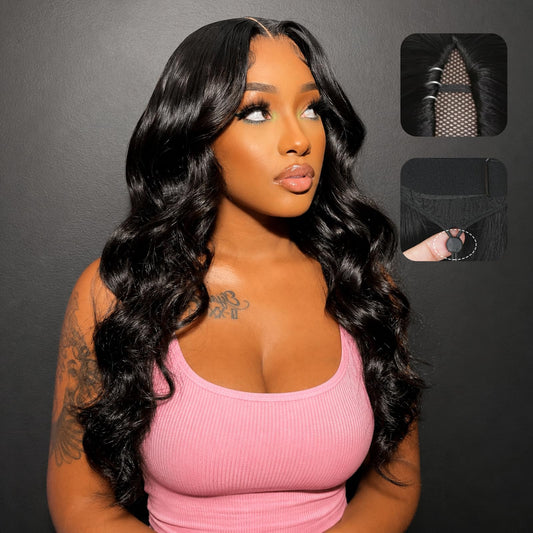 Trilumity V Part Glueless Upgrade Body Wave Human Hair - Natural Black Hair Replacement Wig