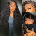 28 Inch 13x6 Deep Wave Lace Front Wigs Human Hair Curly HD Lace Front Human Hair Wig Pre Plucked 100% Real Human Hair 180% Density No Synthetic Blend No Tangle No Shedding Triple Lifespan 3X