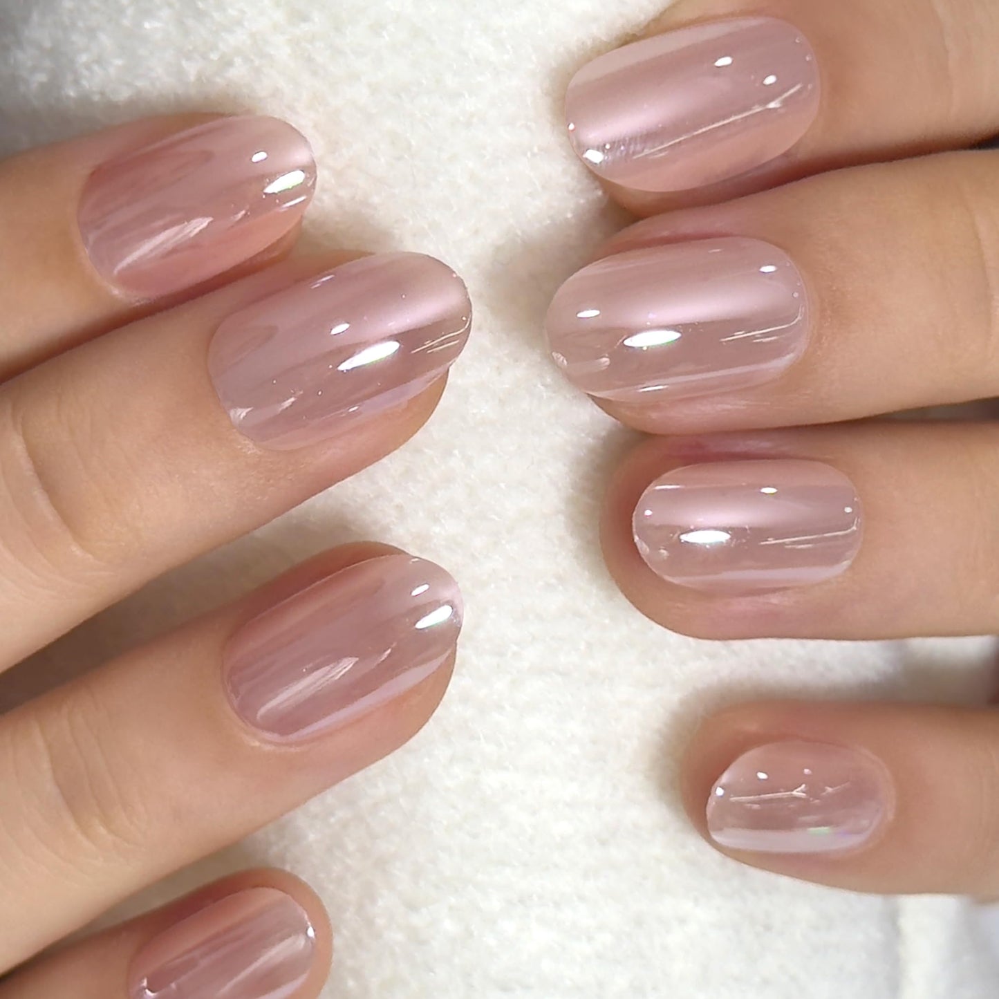 Trilumity Champagne Pearl Salon Quality Extra Short Oval Soft Gel - Champagne Pearl Press On Nails
