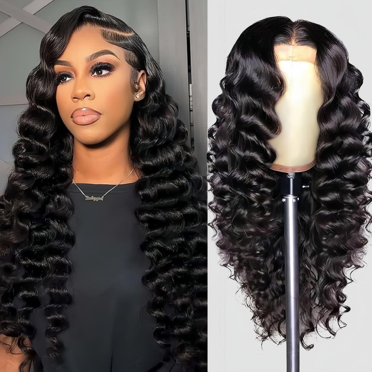 Trilumity 13X4 Baby Hair Deep Wave 100% Human Hair - Natural Color Hair Replacement Wig