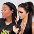 13x6 Glueless Wigs Human Hair Pre Plucked Pre Cut Upgraded Ear-to-Ear HD Lace Front Wigs Human Hair Glueless Wear and Go Drawstring Straight Frontal Wig with Tapes 220% Density 20 Inch