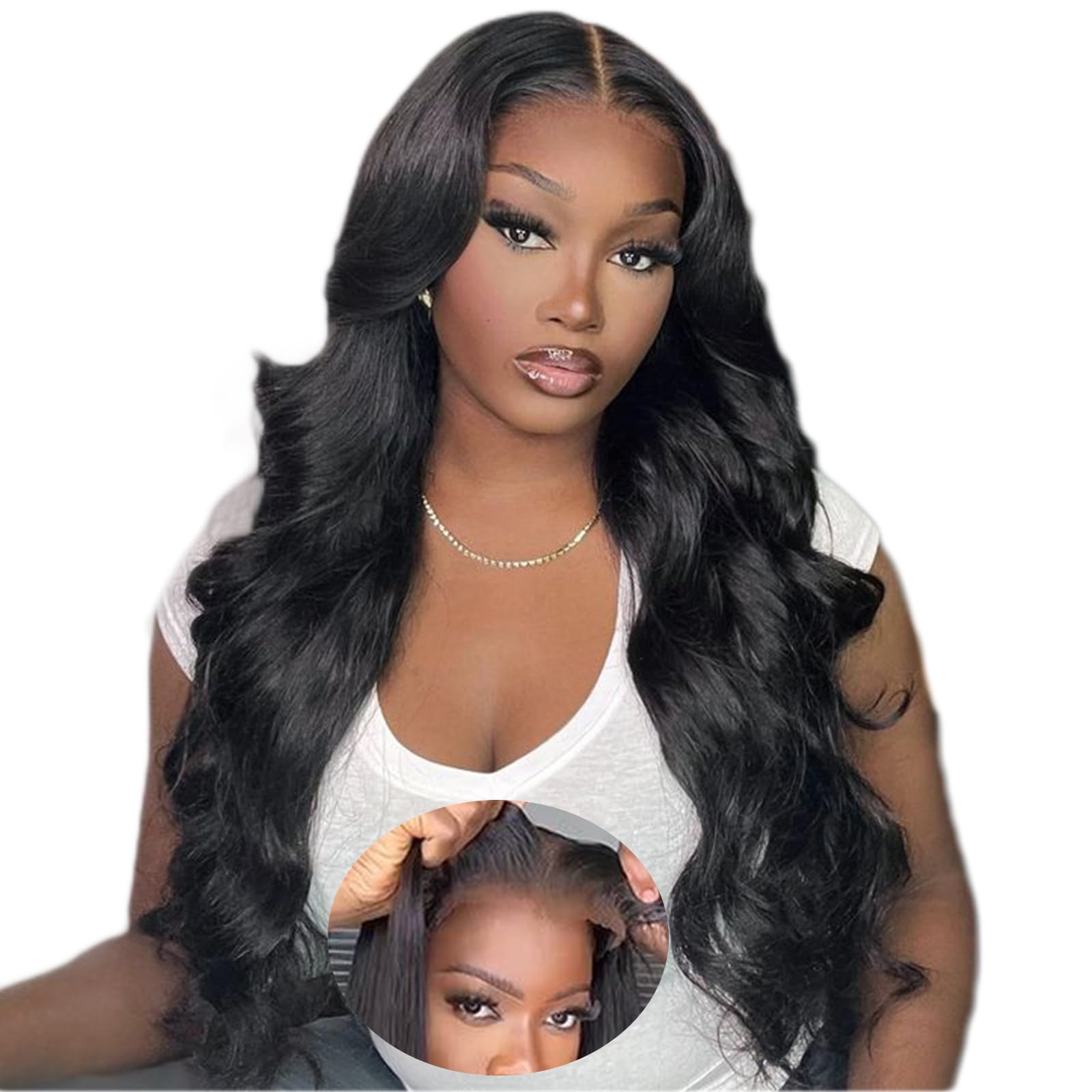 Trilumity 5X5 Glueless Pre Body Wave Human Hair - Natural Black Hair Replacement Wig