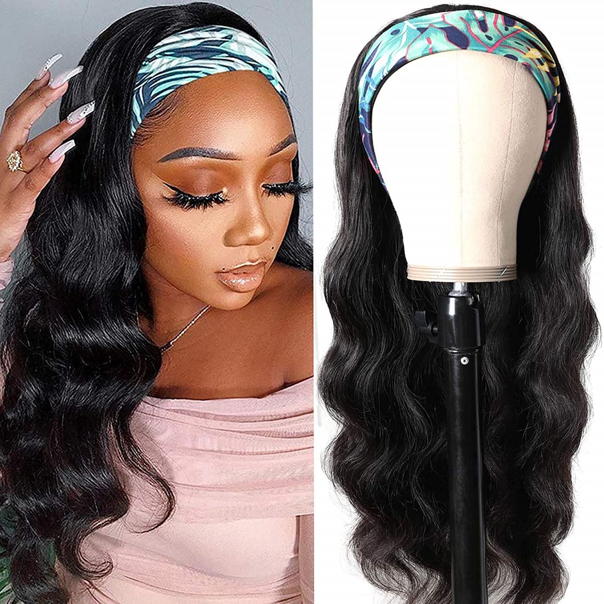 Trilumity Higher Headband Glueless None Body Wave Brazilian Virgin Hair - Natural Color Hair Replacement Wig