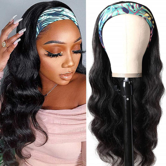 Trilumity Higher Headband Glueless None Body Wave Brazilian Virgin Hair - Natural Color Hair Replacement Wig