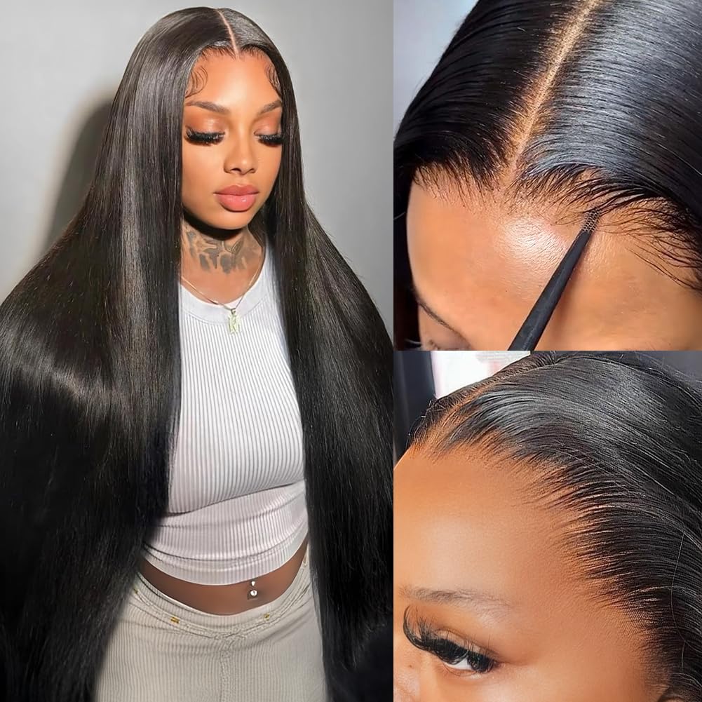 Trilumity 13X6 Front Pre Straight Human Hair - Natural Black Hair Replacement Wig