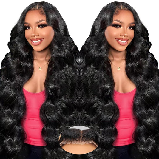Trilumity 9X6 Wear And Body Wave Human Hair - Natural Black Hair Replacement Wig