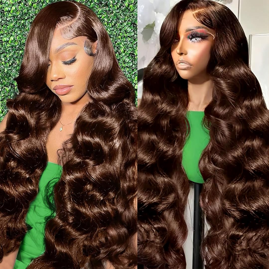 Trilumity Chocolate Brown 13X6 Front Body Wave 100% Human Hair - Brown Hair Replacement Wig