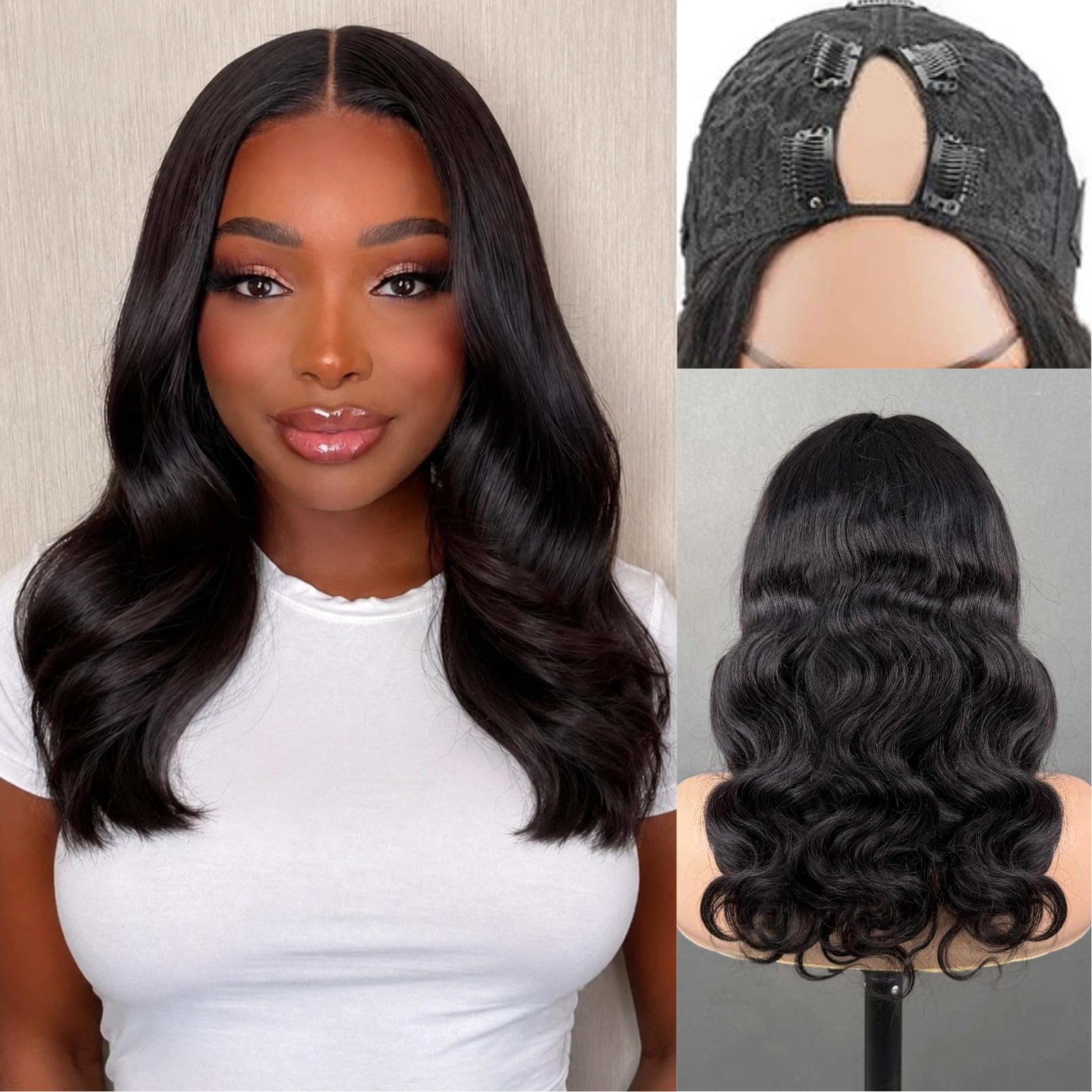 Trilumity V Part Upgrade Body Wave Human Hair - Natural Black Hair Replacement Wig
