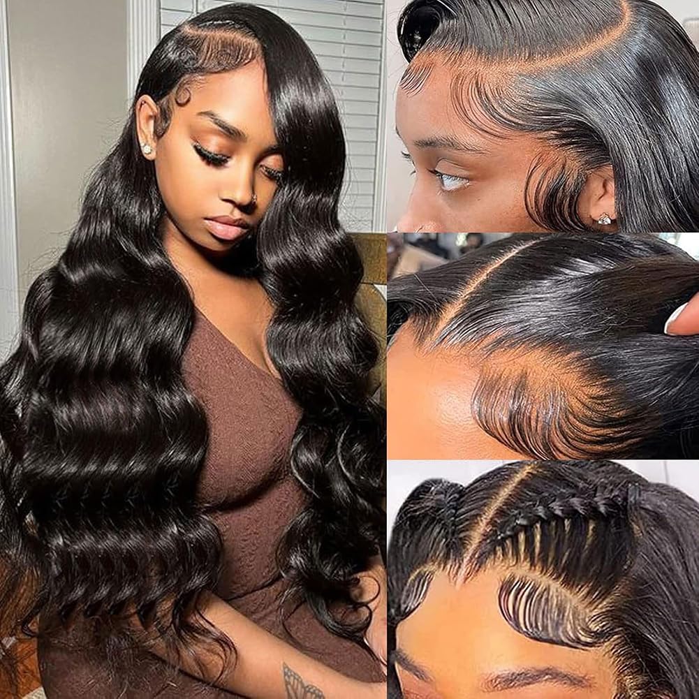 Trilumity 13X6 Hd Transparent Al Body Wave Human Hair - Natural Black Hair Replacement Wig