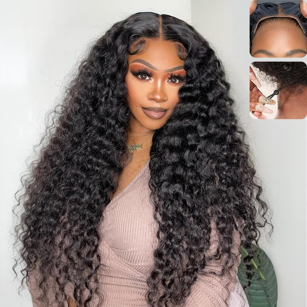 Trilumity Wear And Go Deep Wave Human Hair - Natural Black Hair Replacement Wig