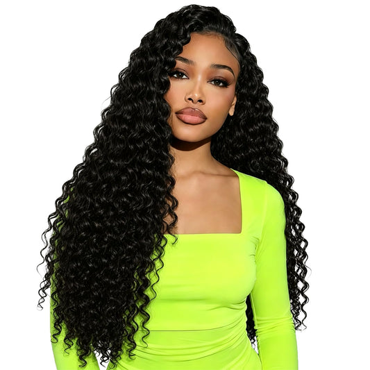 Trilumity Half Half 3 In Deep Wave Human Hair - Natural Black Hair Replacement Wig