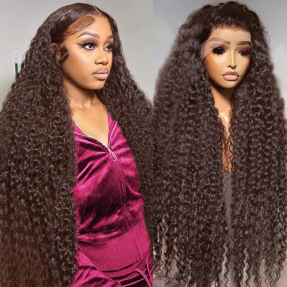 Trilumity Chocolate Brown 200 Density Deep Wave Human Hair - Brown Hair Replacement Wig