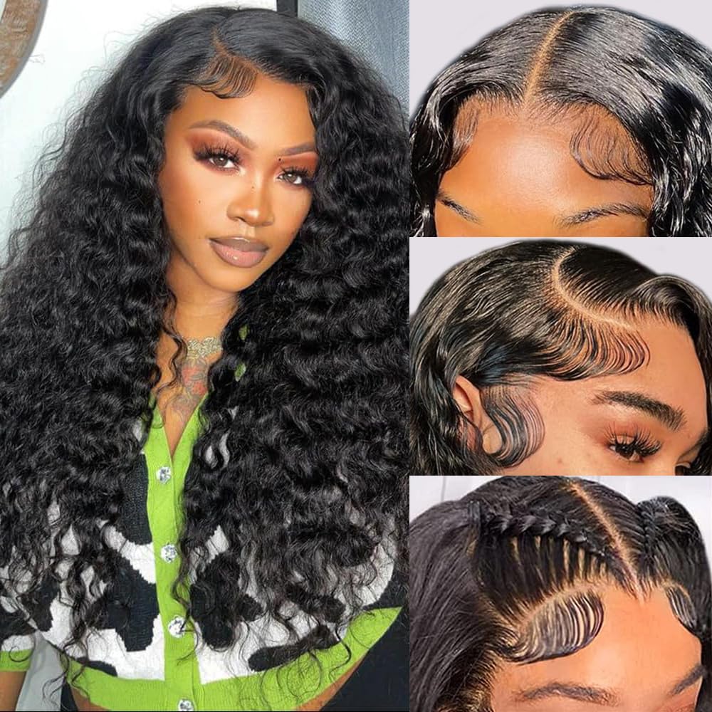 Trilumity For Women 4X4 Deep Wave Human Hair - Natural Color Hair Replacement Wig