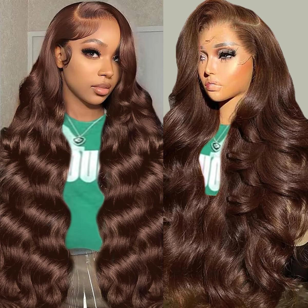 Trilumity Chocolate Brown 13X6 200 Body Wave Human Hair - Brown Hair Replacement Wig