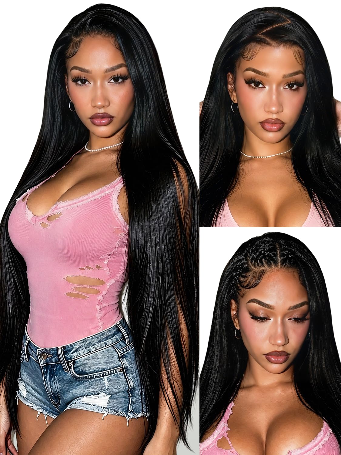 Trilumity 13X6 Straight For Women Straight Human Hair - Natural Black Hair Replacement Wig