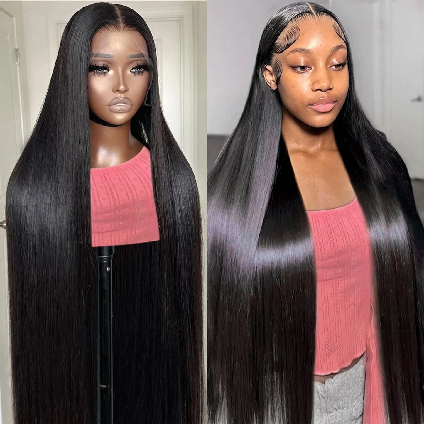 Trilumity 13X6 200 Density Straight Human Hair - Natural Black Hair Replacement Wig