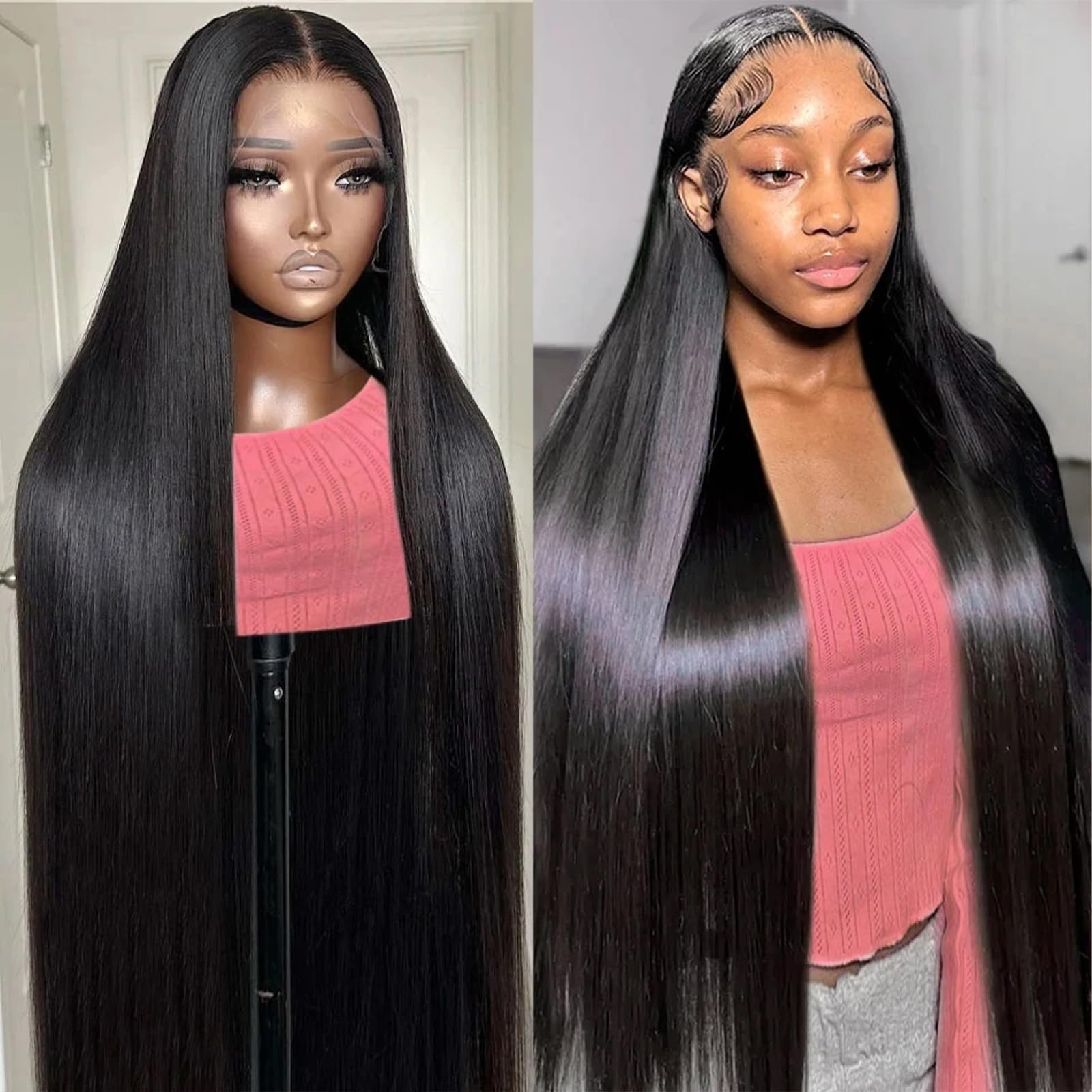Trilumity 13X6 200 Density Straight Human Hair - Natural Black Hair Replacement Wig