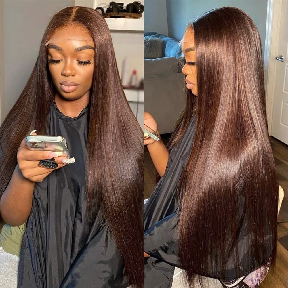 Trilumity 13X4 Chocolate Brown Body Wave Human Hair - Brown Hair Replacement Wig
