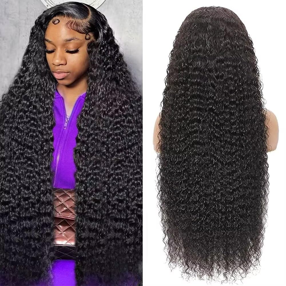 Trilumity 13X6 Front Brazilian 200 Deep Wave Human Hair - Natural Black Hair Replacement Wig