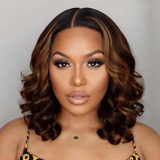 Trilumity Highlight Bob Wear Body Wave Human Hair - Natural Black Hair Replacement Wig