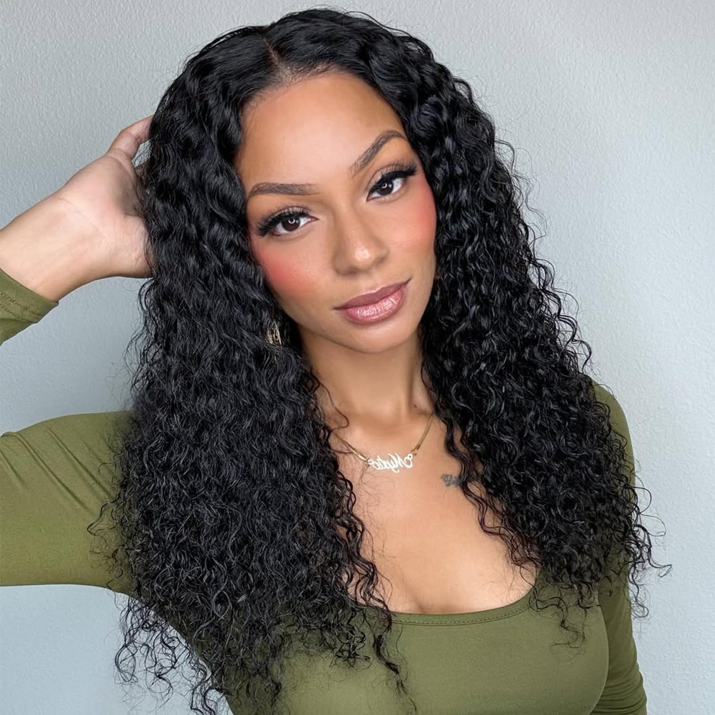 Trilumity Half Half 3 In Deep Wave Human Hair - Natural Black Hair Replacement Wig