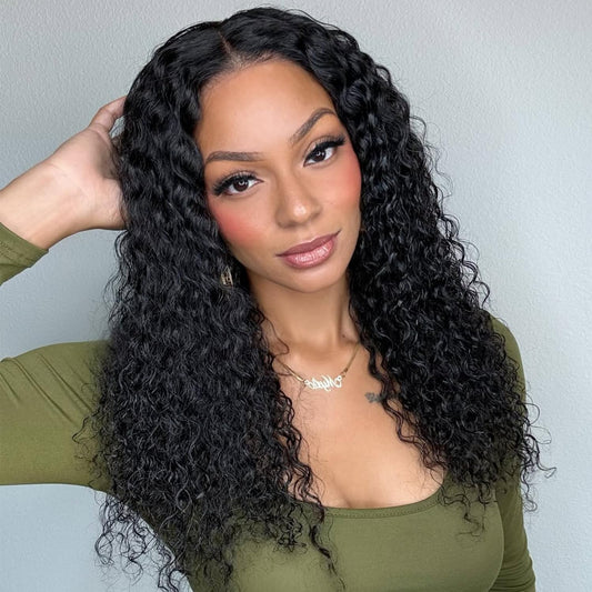 Trilumity Half Half 3 In Deep Wave Human Hair - Natural Black Hair Replacement Wig