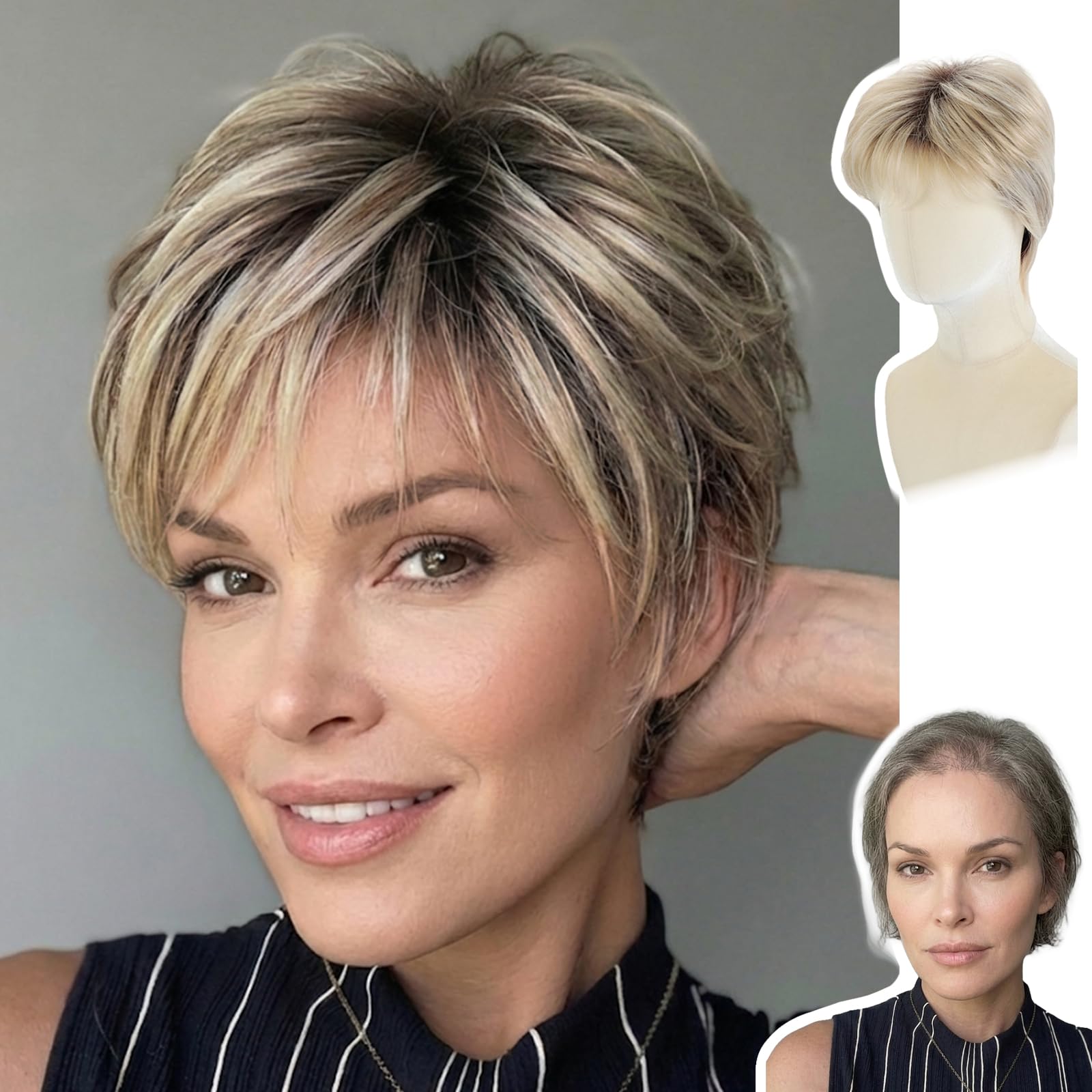 Trilumity Short Pixie For Curly Synthetic Fiber - Natural Black Hair Replacement Wig