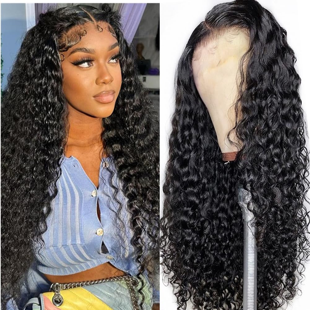 Trilumity Glueless Water Wet And Water Wave Human Hair - Natural Black Hair Replacement Wig
