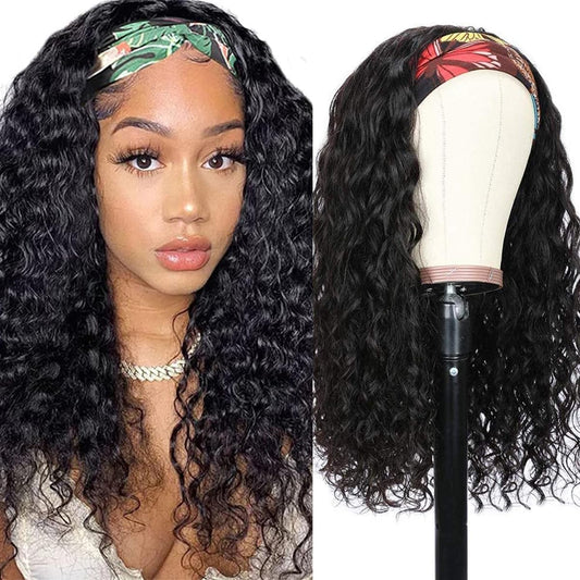 Trilumity Headband Water Headband For Water Wave Human Hair - Natural Black Hair Replacement Wig