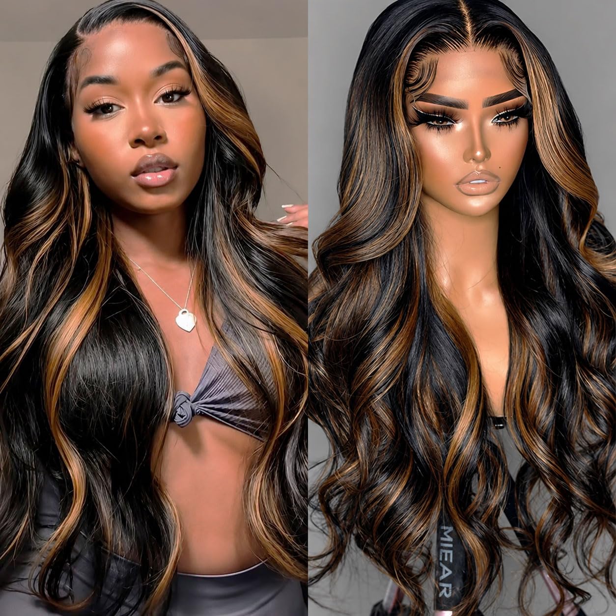 Trilumity Highlight Balayage 13X6 Body Wave Human Hair - Natural Black Hair Replacement Wig