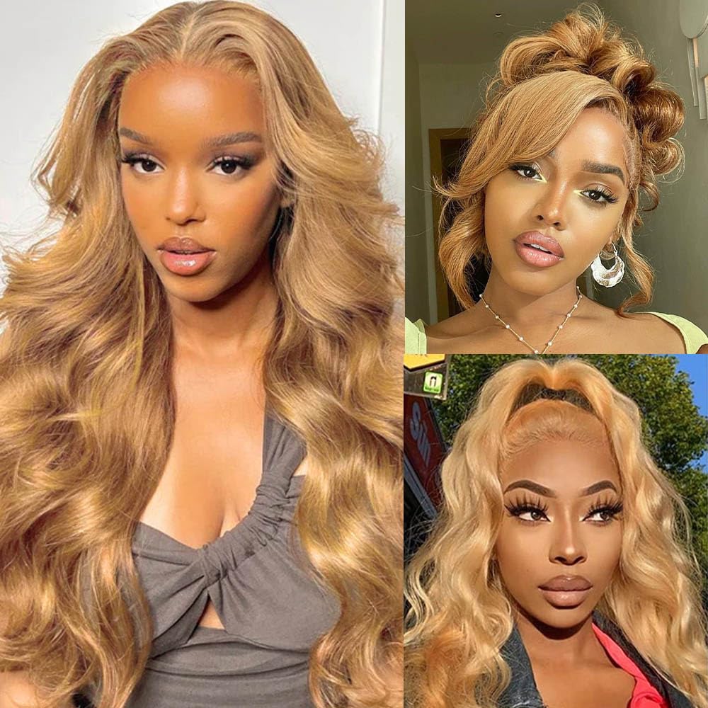 Trilumity Honey Blonde Front Body Wave Human Hair - Honey Blonde Hair Replacement Wig