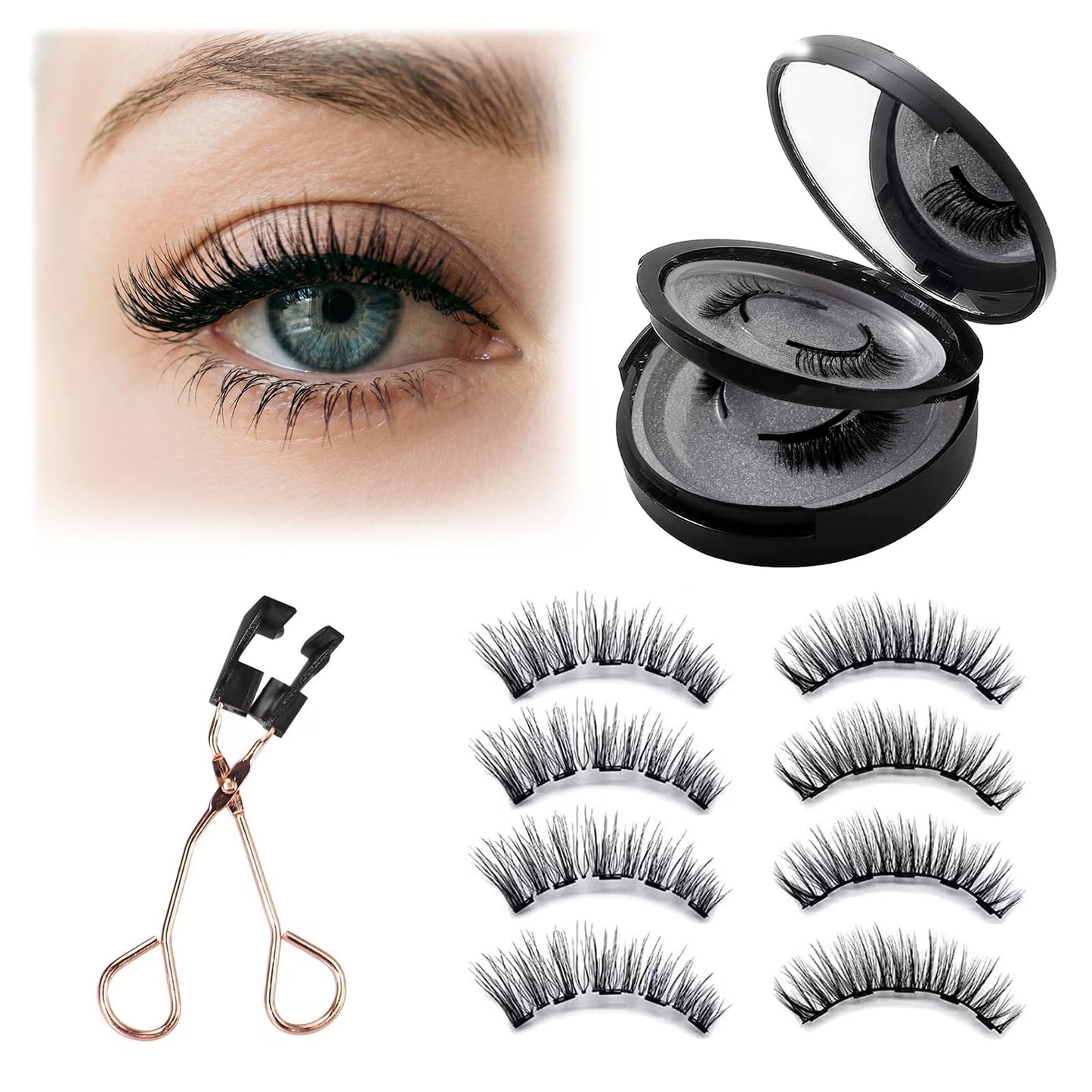 Trilumity Magnetic Look False Lightweight Magnetic Faux Mink Fiber - Black False Lashes