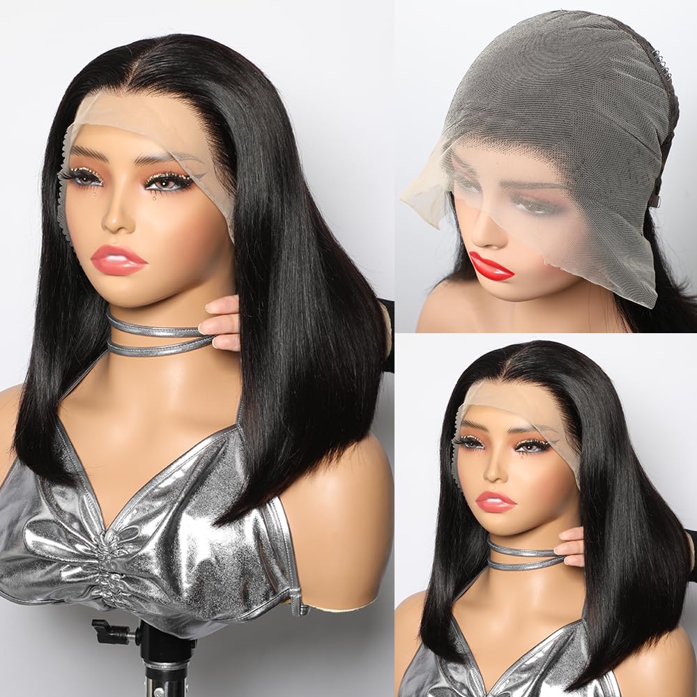Trilumity Bob Full 13X6 Front Bob Human Hair - Natural Black Hair Replacement Wig